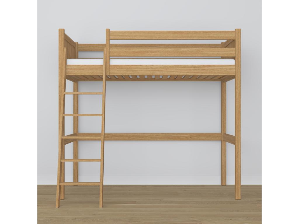Lit mezzanine en chêne N04 Chêne Naturel 100x200 HOZZ03177