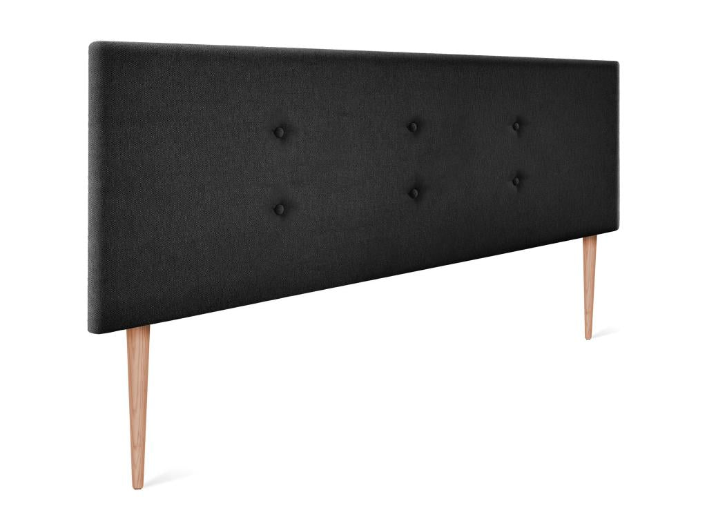 Cosymeub Tête de lit en tissu Aqualine avec 2 Cosymeubées de boutons 160x105cm avec pieds Lits 150/160 - Noir GEWO25461