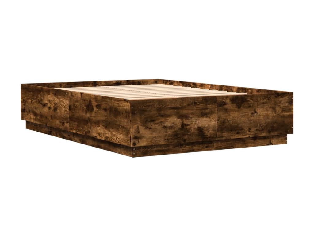 Cadre de lit avec Cosymeubères LED chêne fumé 140x200 ZDVC34978