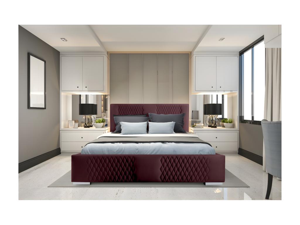 Lit coffre 160x200 coloris bordeaux - Collection Cosymeub FRJY18367