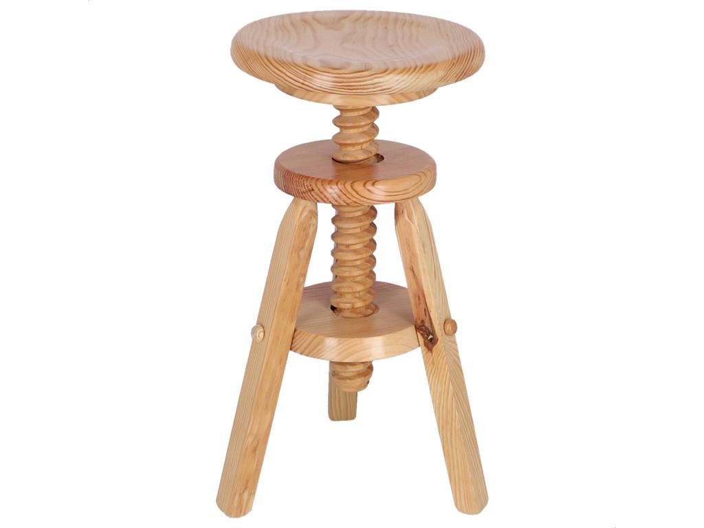 Tabouret rond pivotant en bois finition vernie 29x29x64 cm MEYM37717