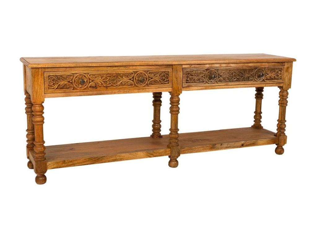 Console en bois finition artisanale 206x43x80h cm DNSN55781