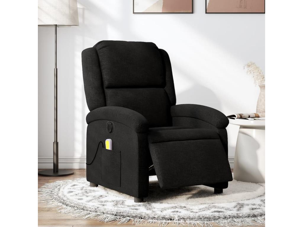 Fauteuil de massage inclinable électrique Noir Tissu VSCM53319