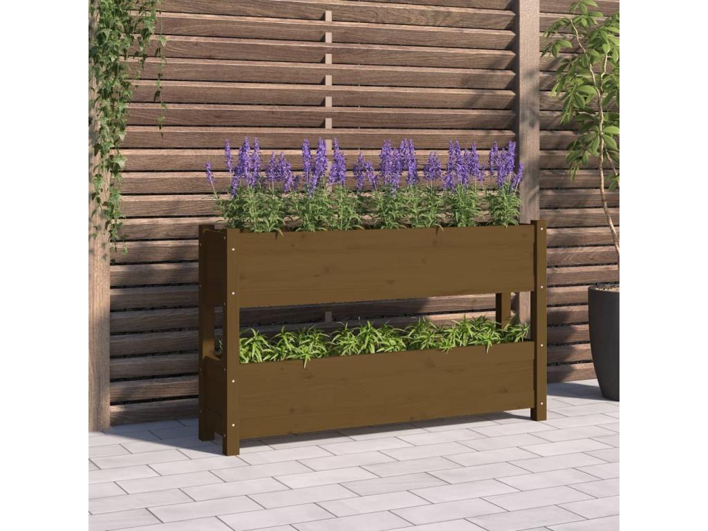 Jardinière Marron miel 112x25x66 cm Bois massif de pin IXOW62920