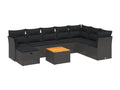 Salon de jardin 9 pcs avec coussins noir résine tressée COTO09921