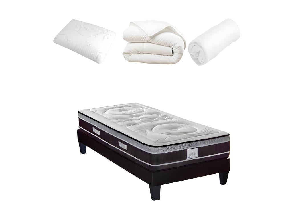Cosymeub - Pack Prêt à dormir Cosymeub 90x190 cm - Matelas Ressorts ensachés Sommier Accessoires WXDC91725