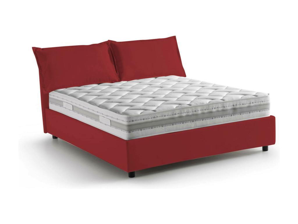 Lit double Artigeo Lit coffre avec revêtement en tissu Made in Italy Ouverture frontale avec matelas 160x200 cm inclus Rouge CUDK21880