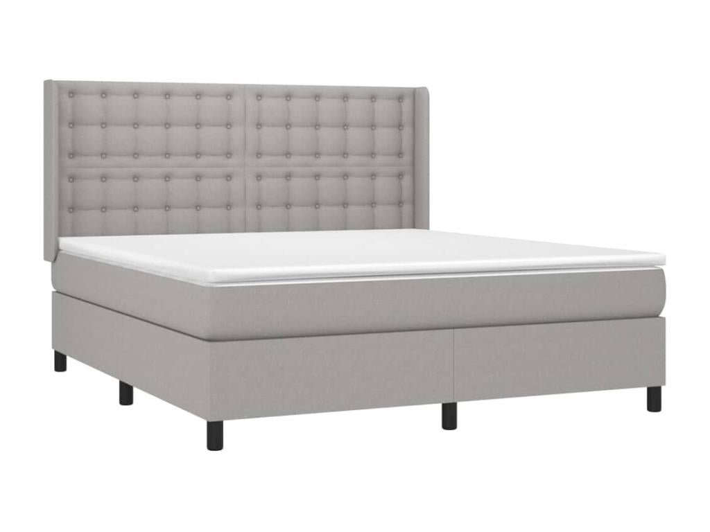 Sommier tapissier et matelas et LED Gris clair 180x200 cm Tissu XOAP53577