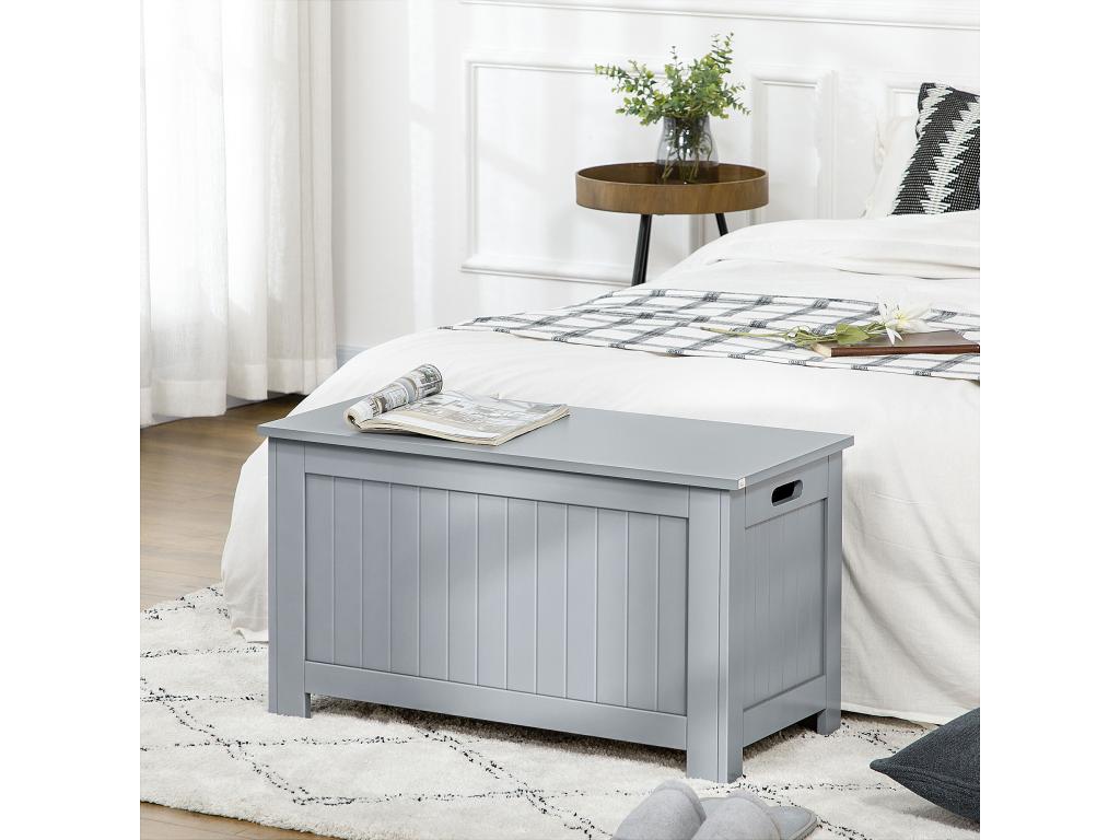 Coffre malle de rangement 81L x 40l x 46H cm MDF gris KUVT99970