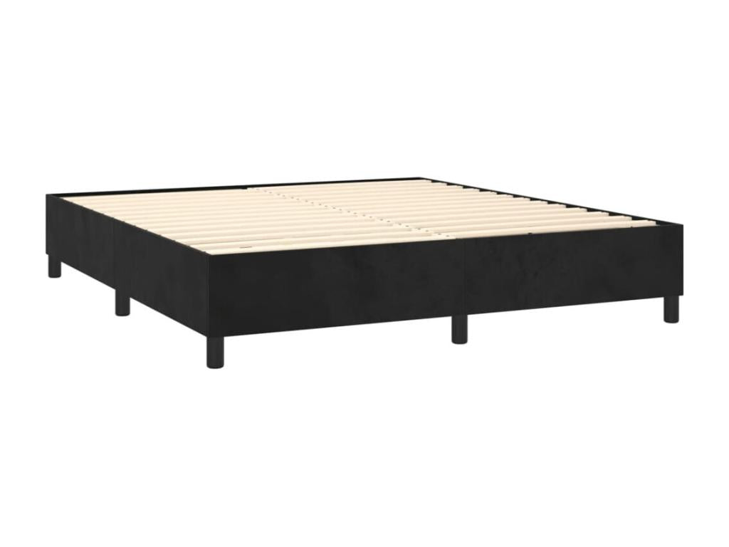 Lit à sommier tapissier et matelas Noir 160x200 cm Velours FSTO19017