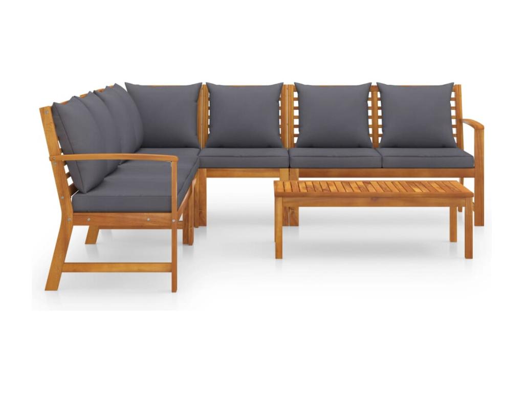 Salon de jardin 6 pièces avec coussin Bois d'Artigeo solide UVCS37629