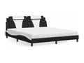 Lit avec matelas noir et blanc 180x200 cm similicuir QMSJ52607