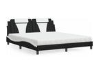 Lit avec matelas noir et blanc 180x200 cm similicuir QMSJ52607