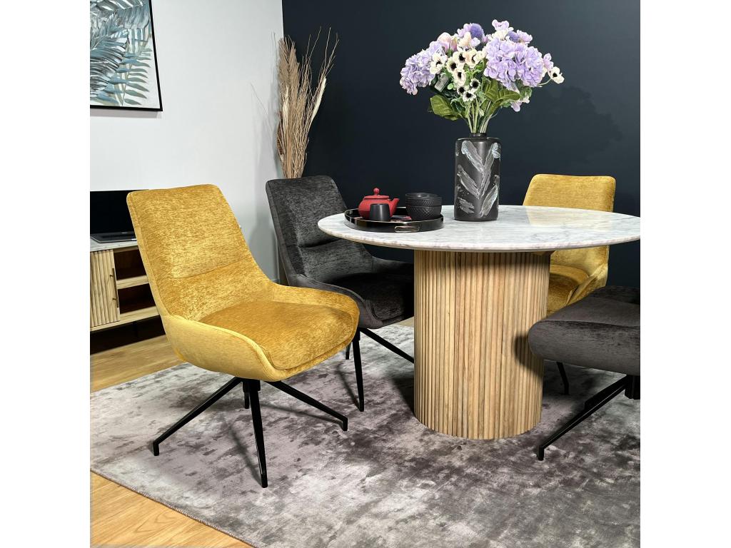 Chaise pivotante rétro en velours moutarde lot de 2 Cosymeub VRFI05686