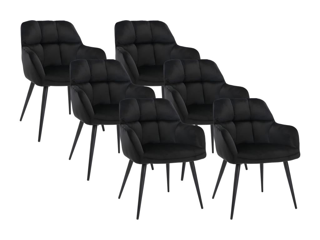 Lot de 6 chaises avec accoudoirs - Velours et métal - Noir - PEGA de Cosymeub XSXX43917